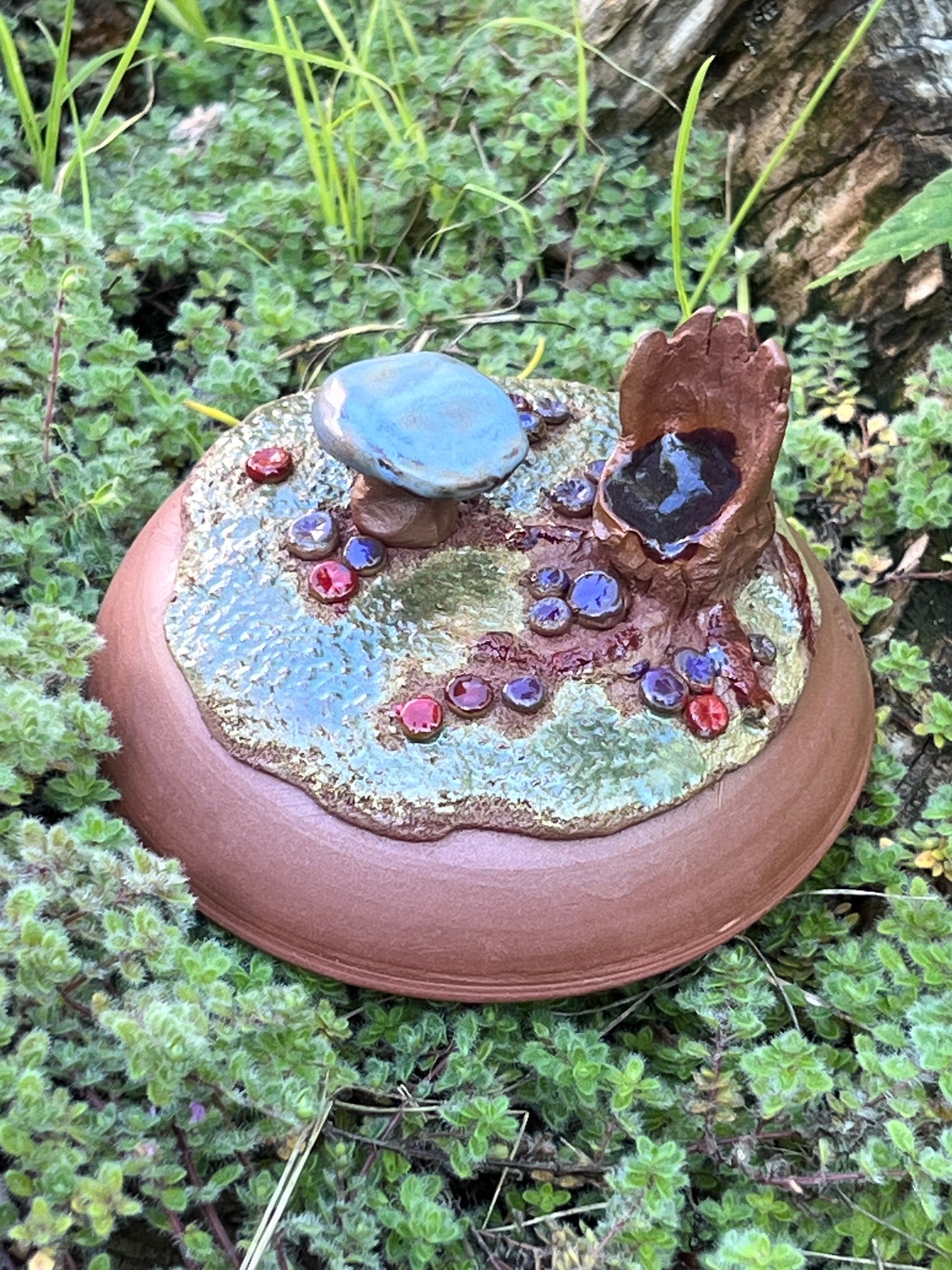 Faerie Garden Ornament Mushroom with Stump Chair